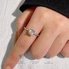 Pink Classic Fourclaw Moissanite Ring For Female S925 Silver Geometric Simple Electroplated Ring