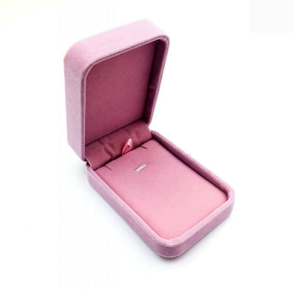 Pink Flannel Jewelry Box Rounded Goose Velvet Pendant Necklace And Earrings Storage Box Solid Color Cloth Design