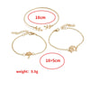 Pink Rhinestone Coconut Tree Woven Pearl Alloy Bracelet Set Geometric Pastoral Style Unisex Fashion Bracelets