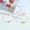 Pink Rhinestone Coconut Tree Woven Pearl Alloy Bracelet Set Geometric Pastoral Style Unisex Fashion Bracelets