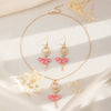 Pink Skirt Ballet Girl Alloy Fashion Jewelry Set With Electroplated Clavicle Chain And Diamond Crystal Earrings For Women