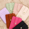 Plaid Hanging Vertical Bag Zipper Card Bag Coin Purse Women's Wallet Pu Leather Solid Color Urban Simplicity Woven Pattern