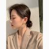 Plain Hoop Earrings With Silver Needle Metal Light Luxury Geometric Electroplated For Women