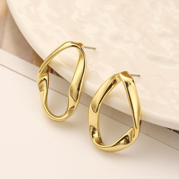 Plain Ring Earrings Zinc Alloy Geometric Irregular Vintage Electroplated Women's