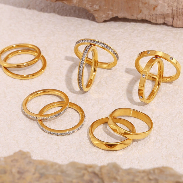 Plain 316L Stainless Steel Geometric Electroplated Women's Ring Jewelry Accessories