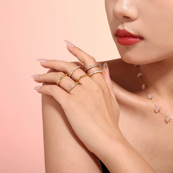 Plain 316L Stainless Steel Geometric Electroplated Women's Ring Jewelry Accessories