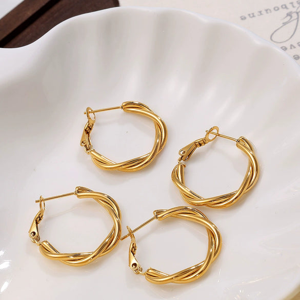 Plain 316L Stainless Steel Electroplated Women's Earrings