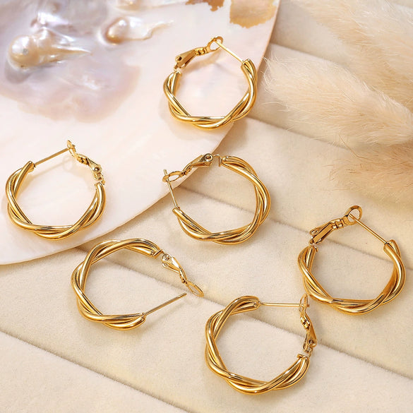 Plain 316L Stainless Steel Electroplated Women's Earrings