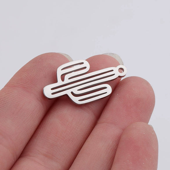 Plant Hollow Cactus Pendant Diy Jewelry Accessories Stainless Steel Fine Polished Glossy