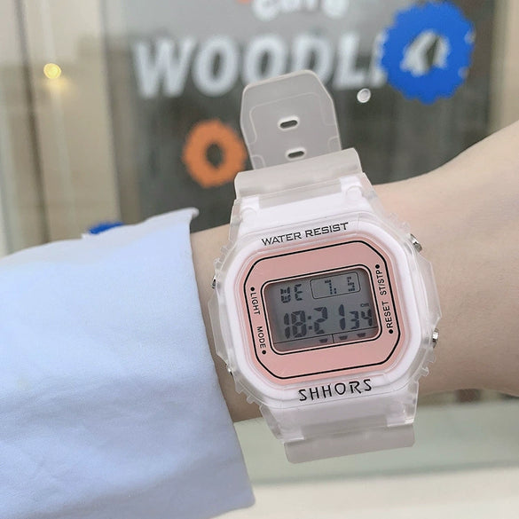 Plastic And Silicone Unicorn Square Electronic Watch For General Gender Leisure Style