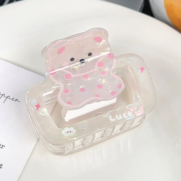 Plastic Cartoon Animal Handmade Hair Clip Square Cut Out For Women