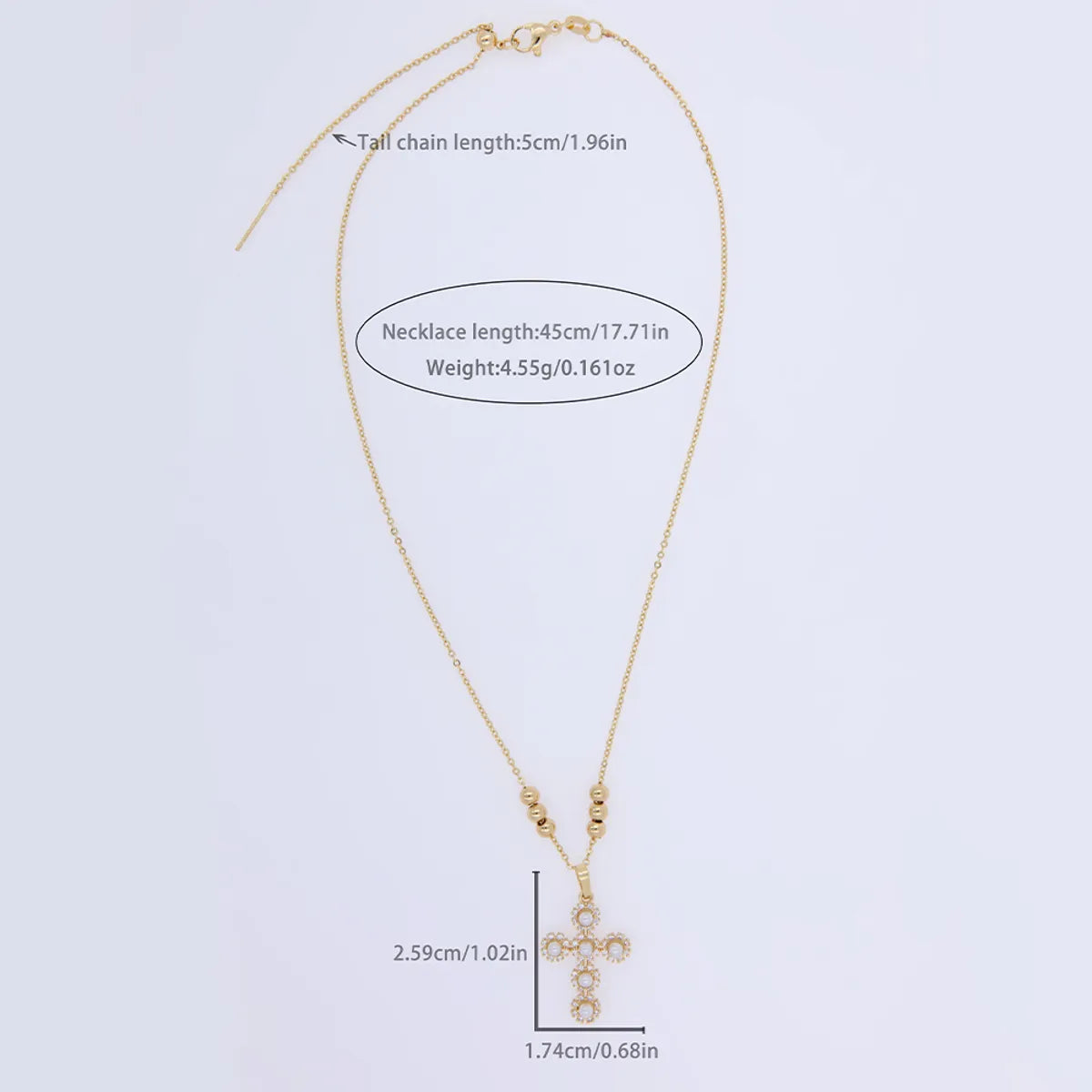 Plastic Copper 18K Gold Plated Elegant Sweet Plating Inlay Cross Zircon Pendant Necklace