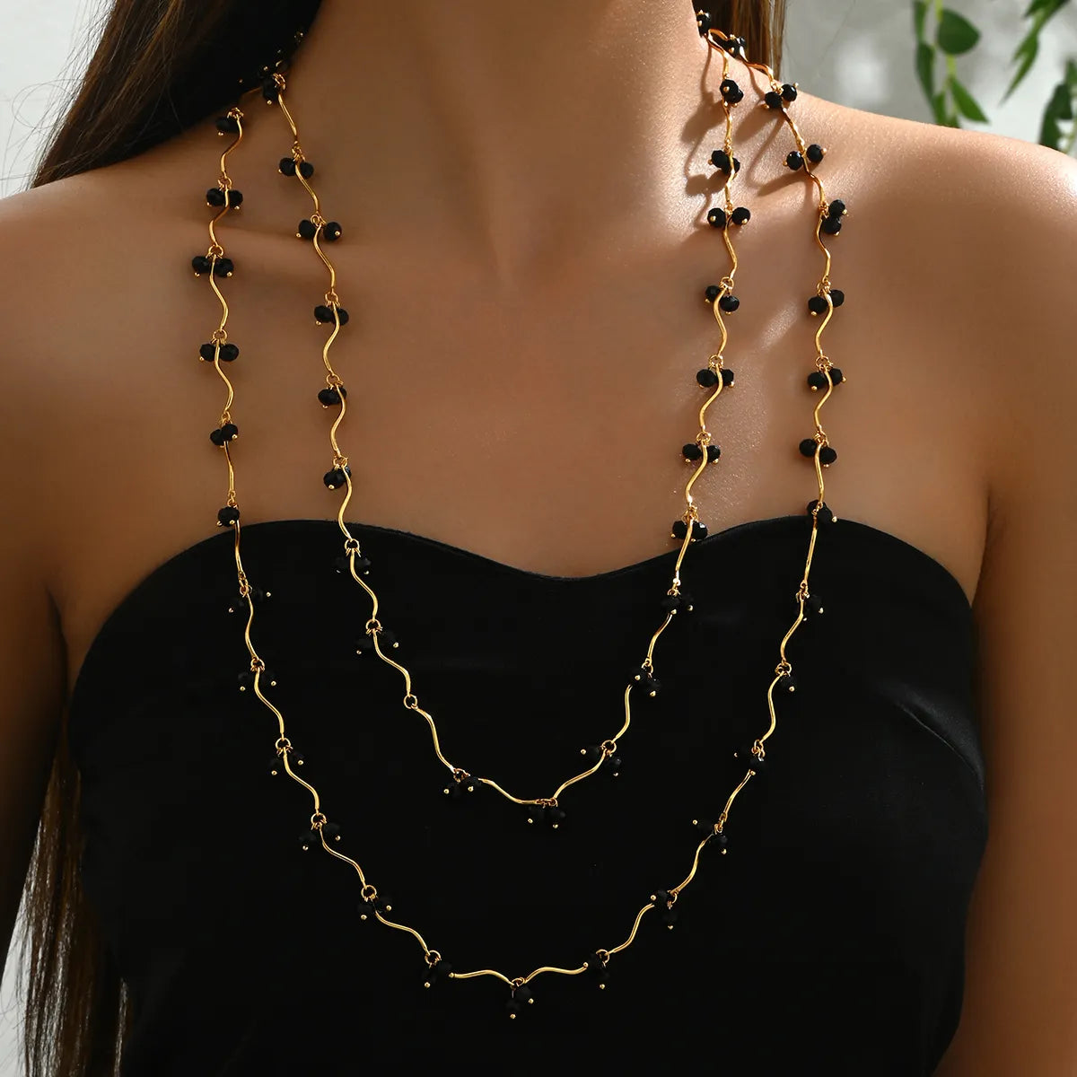 Plastic Copper 18K Gold Plated Layered Geometric Layered Necklaces