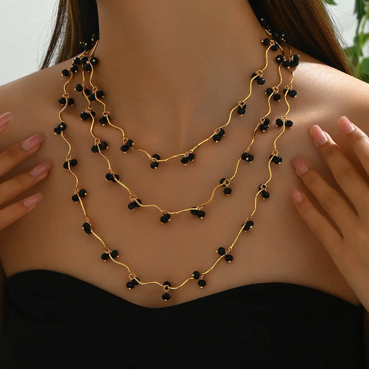 Plastic Copper 18K Gold Plated Layered Geometric Layered Necklaces