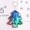 Plastic Doublesided Reflective Sequins Christmas Tree Keychain Pendant