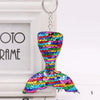 Plastic Doublesided Sequin Fish Tail Mermaid Keychain