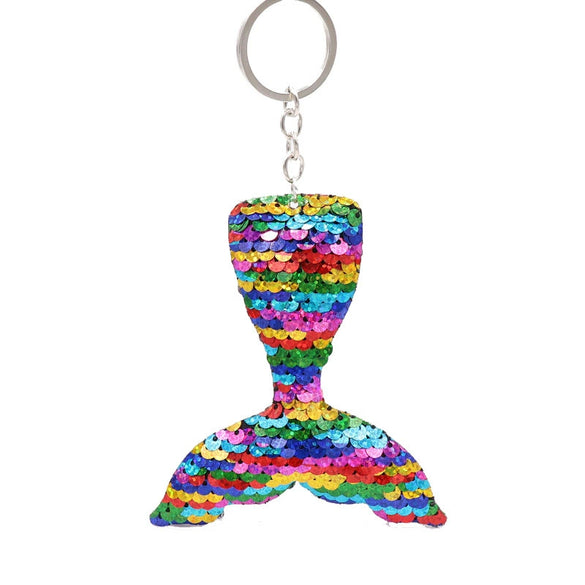 Plastic Doublesided Sequin Fish Tail Mermaid Keychain