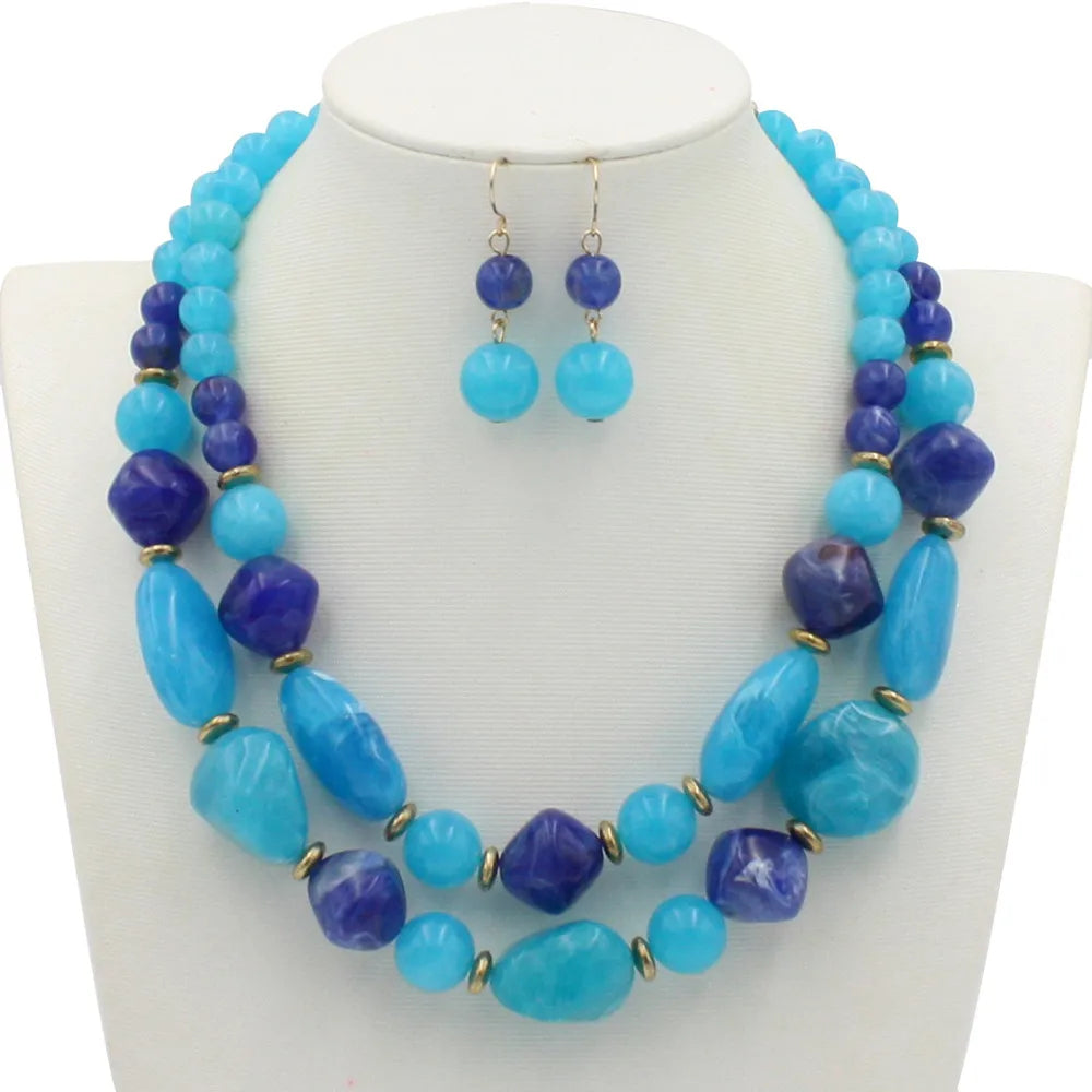 Plastic Fashion Geometric Necklace  (Blue) Nhct0284-Blue