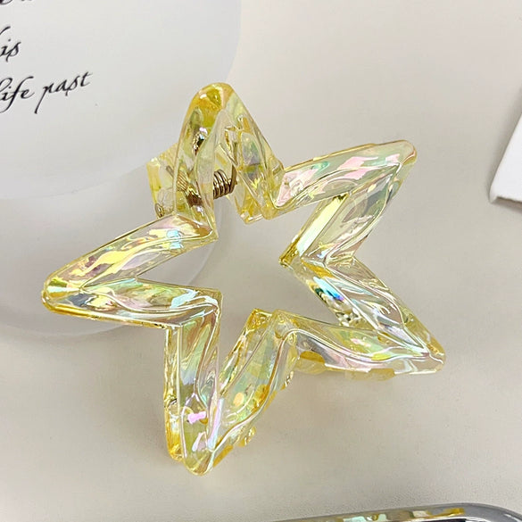 Plastic Geometric Fivepointed Star Baking Paint Hair Grab Clip For Women