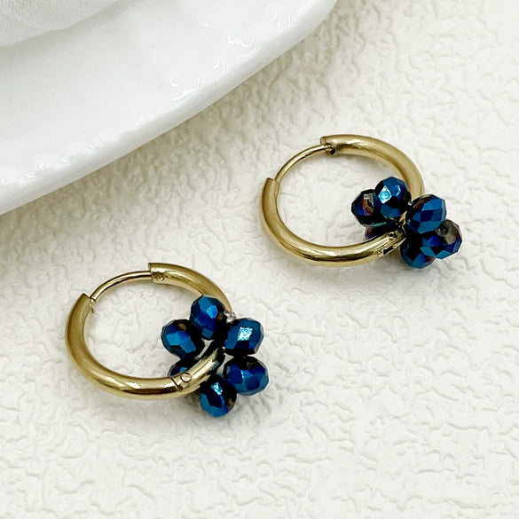 Plastic Geometric Flower Hoop Earrings Electroplated