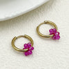 Plastic Geometric Flower Hoop Earrings Electroplated
