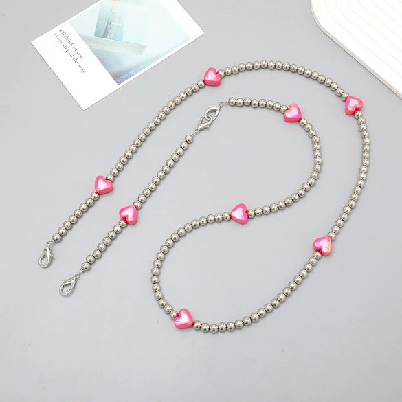 Plastic Girls' Crossbody Bag With Love Heart Water Drop Bell Pattern And Electroplated Chain Pendant Mobile Phone Chain