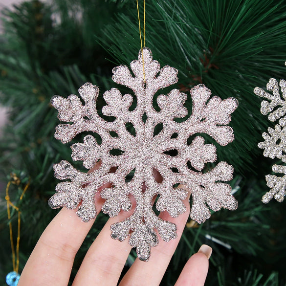 Plastic Gold Powder Christmas Snowflake Pendant Decorations