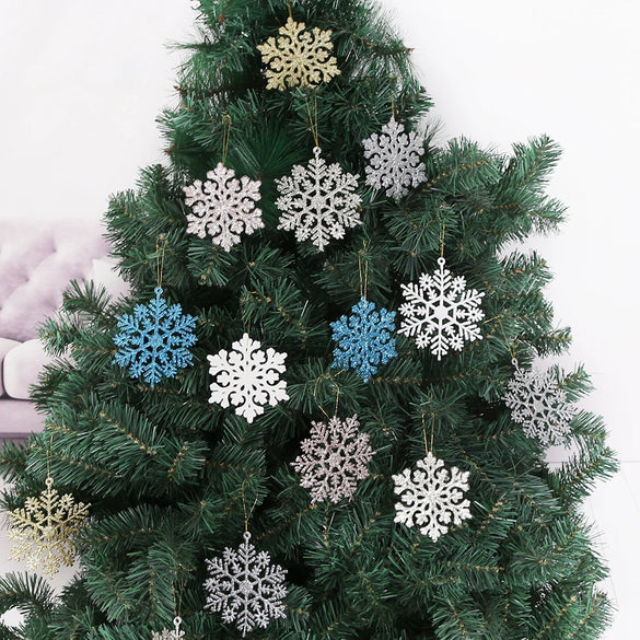 Plastic Gold Powder Christmas Snowflake Pendant Decorations