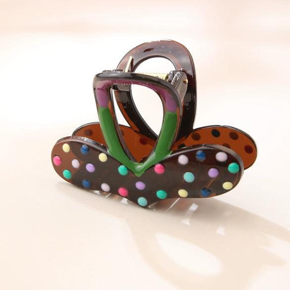 Plastic Hair Grab Clip With Dripping Oil Design Fashion Style For Women