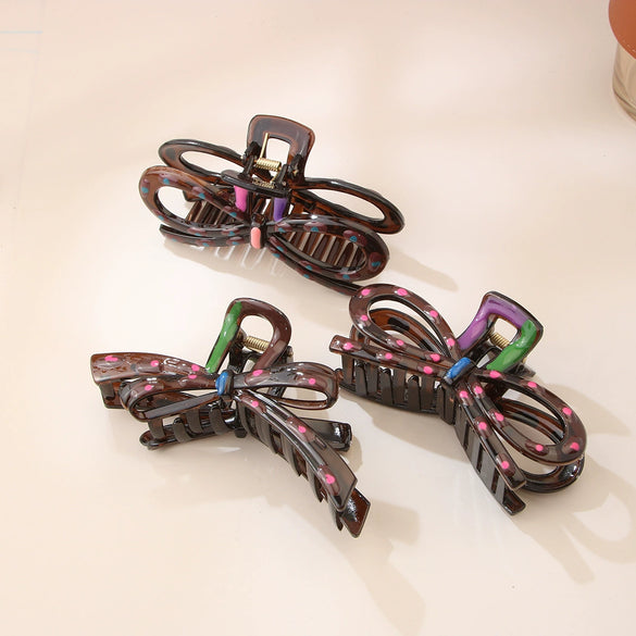 Plastic Hair Grab Clip With Dripping Oil Design Fashion Style For Women
