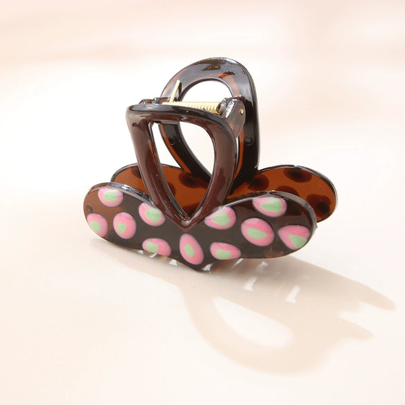 Plastic Hair Grab Clip With Dripping Oil Design Fashion Style For Women