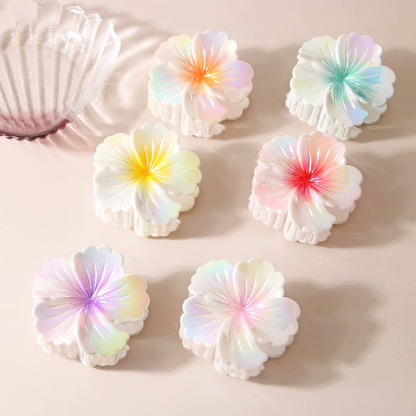 Plastic Heart Flower Hair Grab Clip Electroplated Minimalist Style Women's Headwear