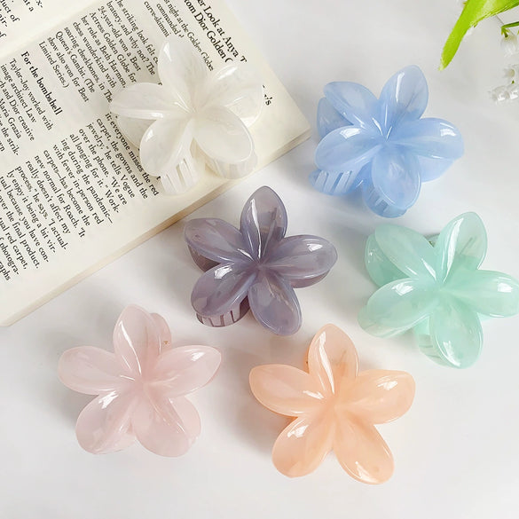 Plastic Heart Hairpin Handmade Cute Flower Candycolored Frangipani Stylish Girl's Hair Accessories