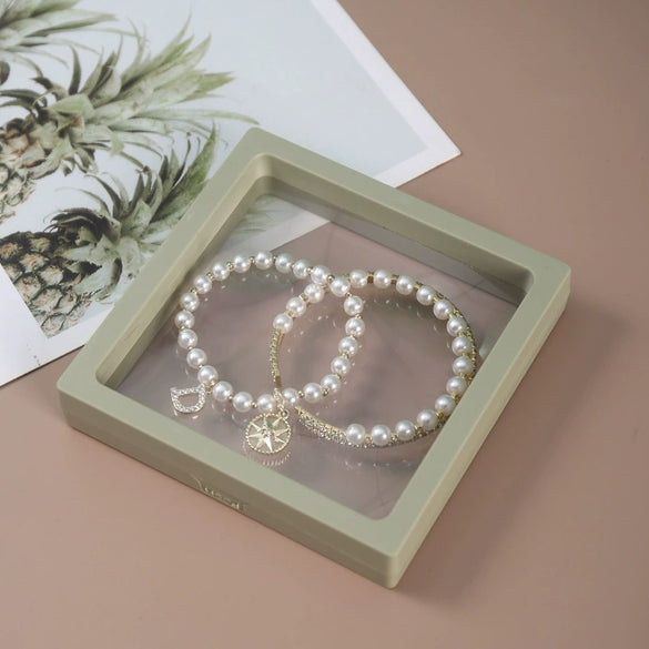 Plastic Jewelry Display And Storage Box For Bracelets With Transparent Elastic Plastic Suspension Packaging