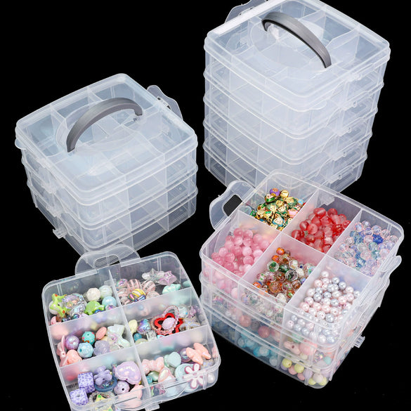 Plastic Jewelry Storage Box Multilayer Removable For Earrings Rings Lego Toys