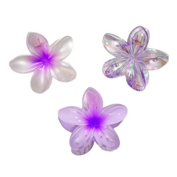 Plastic Plumeria Shape Fresh And Simple Style Spray Painted Hair Accessories Hairpin Shark Clip