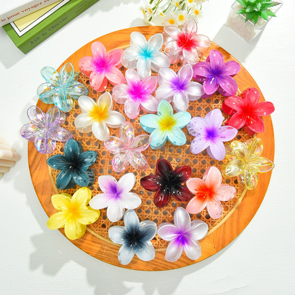 Plastic Plumeria Shape Fresh And Simple Style Spray Painted Hair Accessories Hairpin Shark Clip