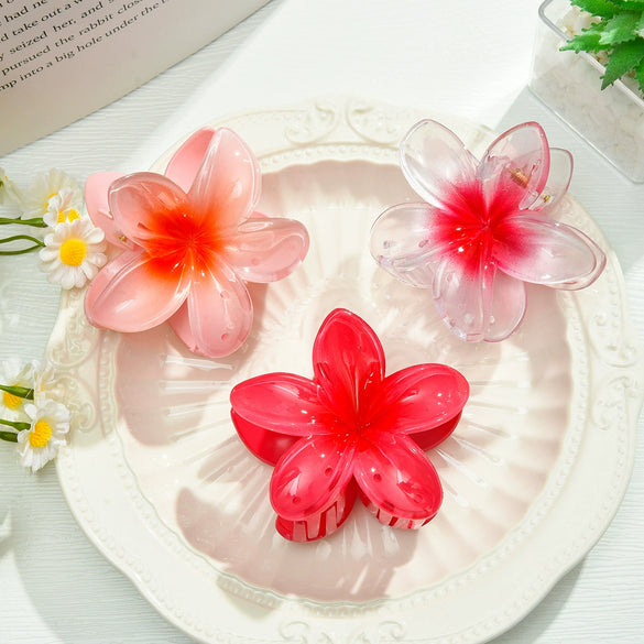 Plastic Plumeria Shape Fresh And Simple Style Spray Painted Hair Accessories Hairpin Shark Clip