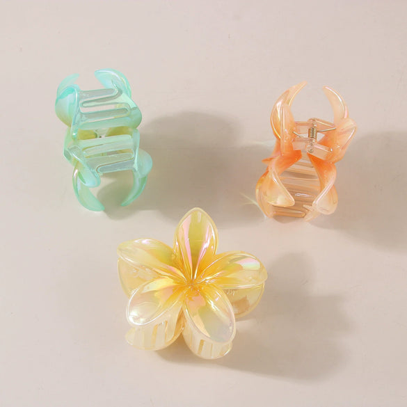 Plastic Plumeria Sweet Flower Baking Paint Hair Shark Clip Women's Hair Accessories