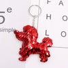Plastic Reflective Double Sided Sequin Puppy Animal Keychain Pendant