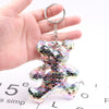 Plastic Reflective Double Sided Sequin Puppy Animal Keychain Pendant