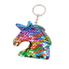 Plastic Reflective Double Sided Sequins Unicorn Head Key Chain Pendant