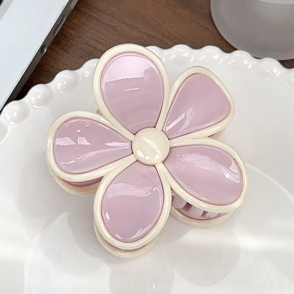 Plastic Resin Baking Paint Flower Stitching Women's Hair Grab Clip Hair Accessories