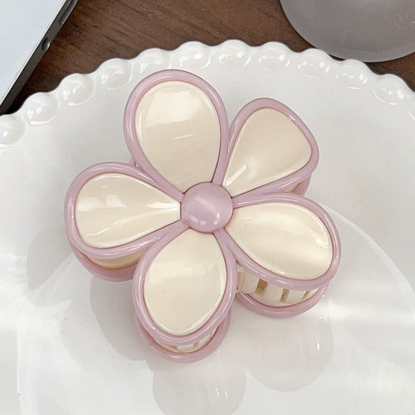 Plastic Resin Baking Paint Flower Stitching Women's Hair Grab Clip Hair Accessories