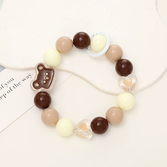 Plastic Resin Candycolored Bracelet Pendant Phone Lanyard With Plant Flowers Pattern And Baking Varnish Treatment