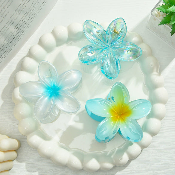 Plastic Resin Egg Flower Hair Clip Three Piece Set With Baking Paint For Women