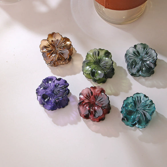 Plastic Resin Flower Hair Grab Clip Fashion Baking Paint Headwear For Women