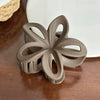 Plastic Resin Flower Hair Shark Clip With Painted Hollow Frosted Design For Women