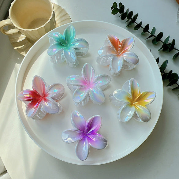 Plastic Resin Flower Shark Hair Clips Electroplated Women's Hair Accessories Simple Style