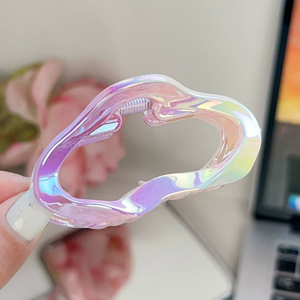 Plastic Resin Gradient Square Hollow Cloud Half Hair Clip For Women Uv Plated Simple Geometric Style